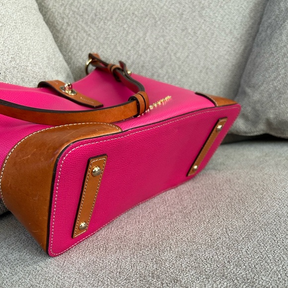 Dooney & Bourke Fuchsia and Tan Shoulder Bag - Picture 5 of 7